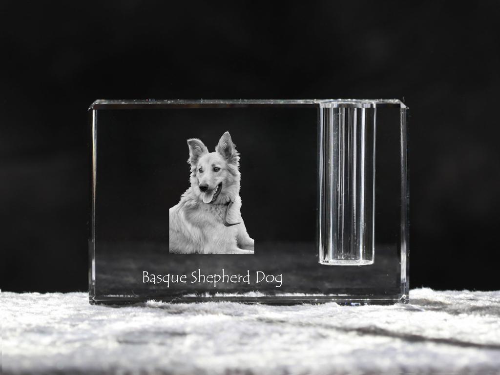 Basque Shepherd Dog, Basque Sheepdog – Pen stand, crystal organiser with dog photo | Art-Dog