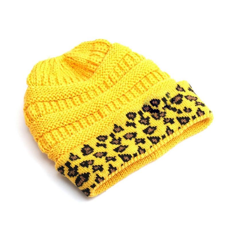 Women S Winter Warm Knit Beanie Hat Leopard Pattern Adult