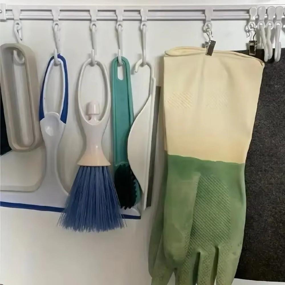 No Punching Storage Rack Hook Sliding Rail Cabinet Hook Organizer  Kitchen Storage