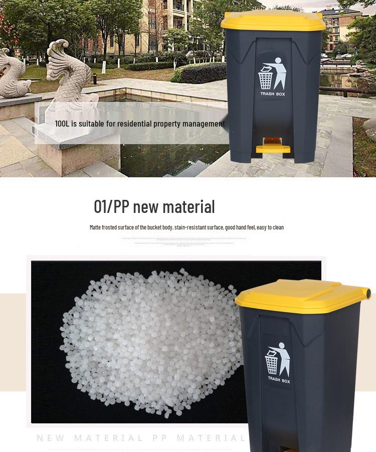 Large Outdoor Commercial Plastic Pedal Trash Can with Lid for Kitchen and Home