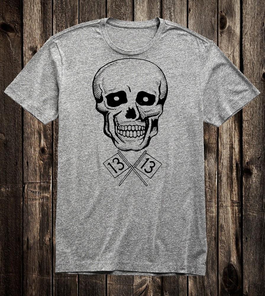 Ретро Тату Футболка Vtg Арт Череп Байкер Чоппер Хот Род Флаги Черепа 13 Унисекс Футболка M