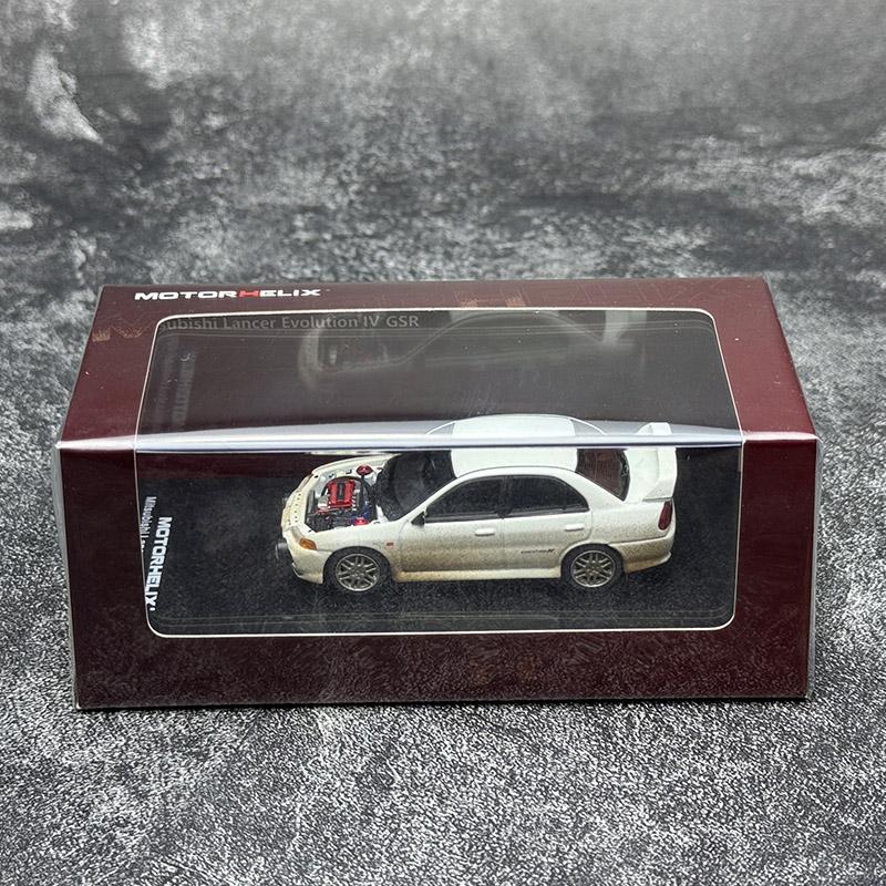 

Motorhelix model 1:64 Lancer Evo IV Mud-Splattered Edition with Rally Fog Lights Alloy Car Model festive gift collection