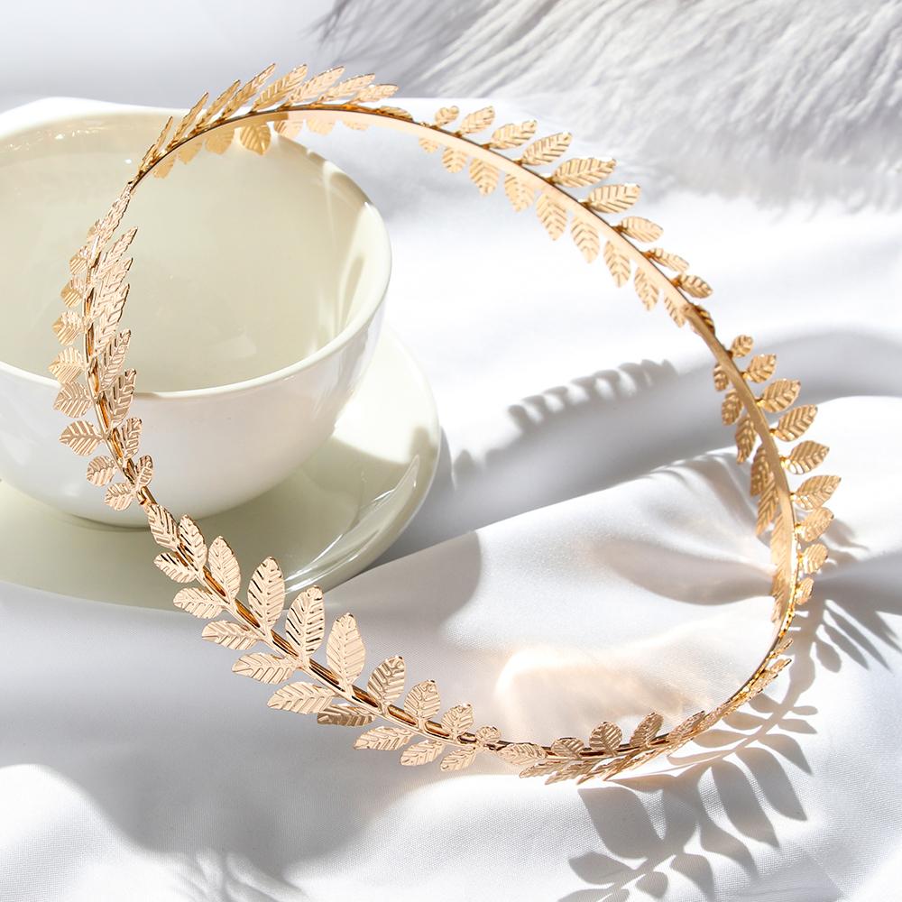 Retro Gold Leaf Wedding Roman Bride Greek Women Hair Accessories Bride Head Jewel Headband Head Tiaras Crown Jewelry Hair Hoop