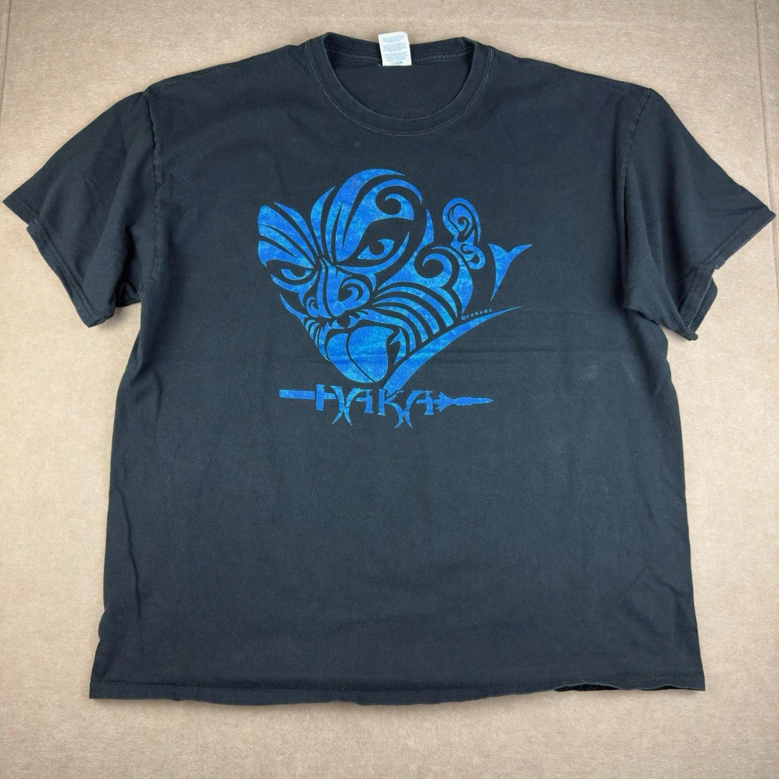 

Haka Maori Tribal Mask Ka Mate Black Graphic T-Shirt Men’s XL Pacific Island Tee M