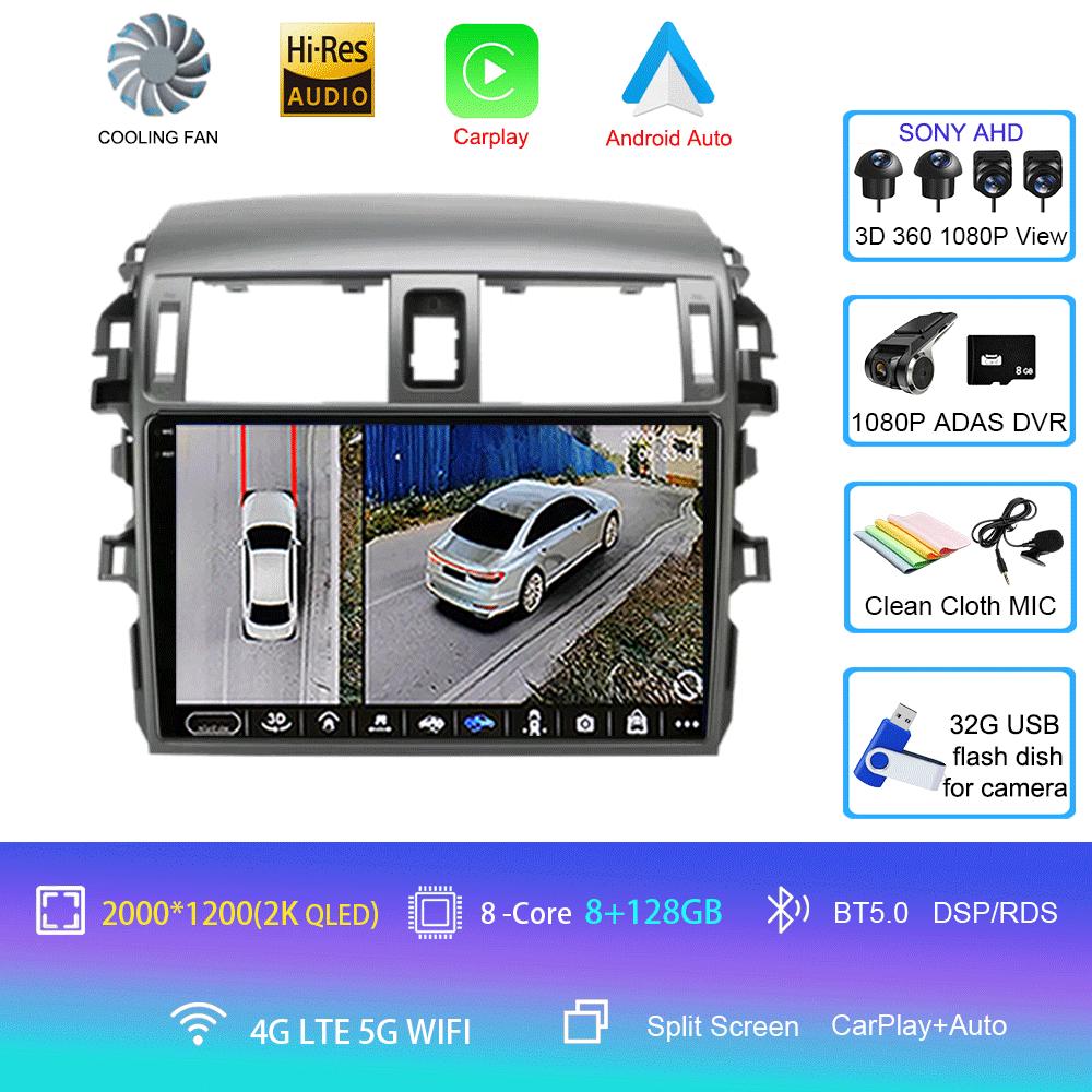 Android 14 Carplay 2din Video Player Car Radio For Toyota Corolla E140/150 2006 - 2013 4G GPS Multimedia Player Stereo