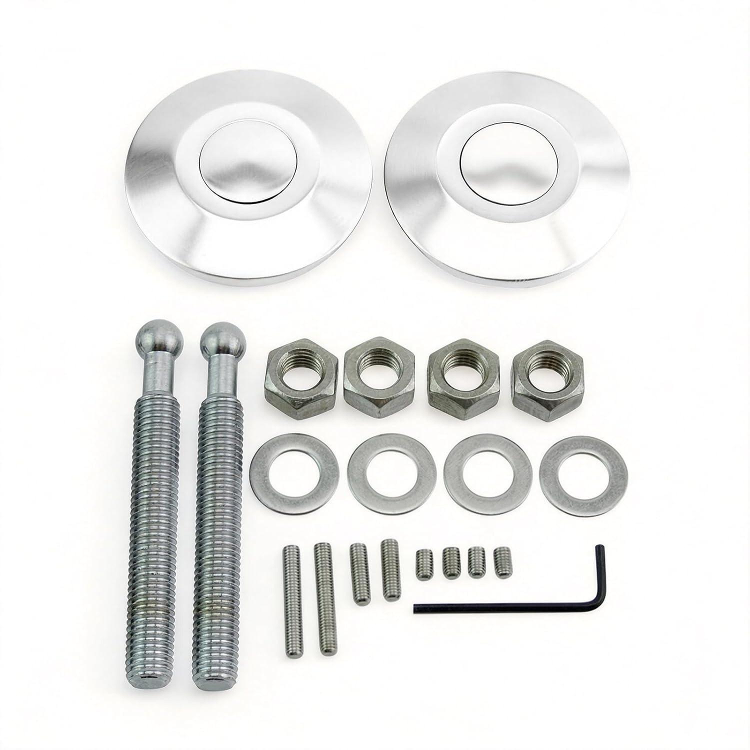 Universal Quick Latch Hood Pins Kit, 2.44 Diameter Push Button Release Lock, Aluminum Heavy Duty Hood Lock for Car Truck SUV, 21 pcs Complete Set