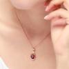 18K Gold-Plated Korean Garnet Pendant Necklace for Women