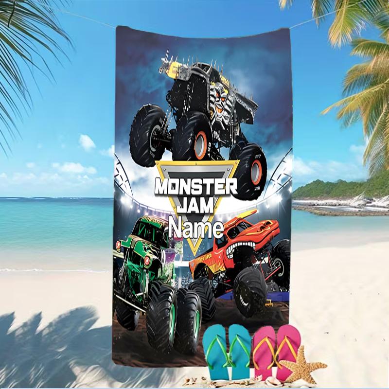 Customizable personalized beach towels Monster Jam themed designs.Suitable for the beach, yoga, sports;ideal as beach accessories