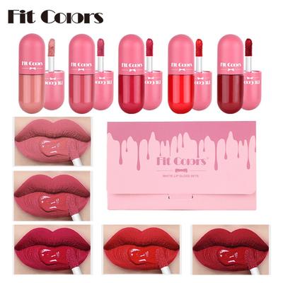 Fit Colors Mini Capsule Lip Gloss 5 -color Set Velvet Matte Cup Show Color Liquid Lipstick