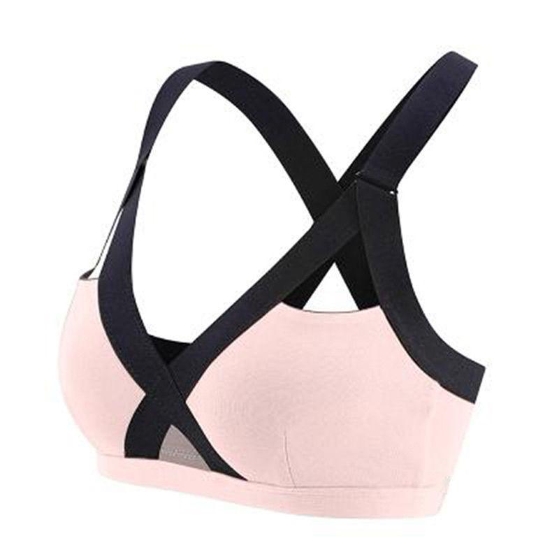 Comfortable Women Sports Bra With Front Cross Design And Solid Color For Yoga