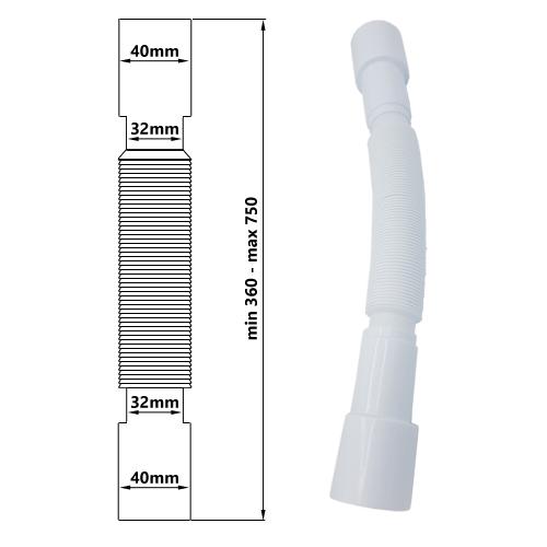 Universal Flexible Pipe 32/40 Mm X 32/40 Mm