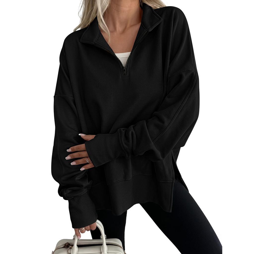 Women's Long Sleeve Stand Collar Pullover Sweatshirt