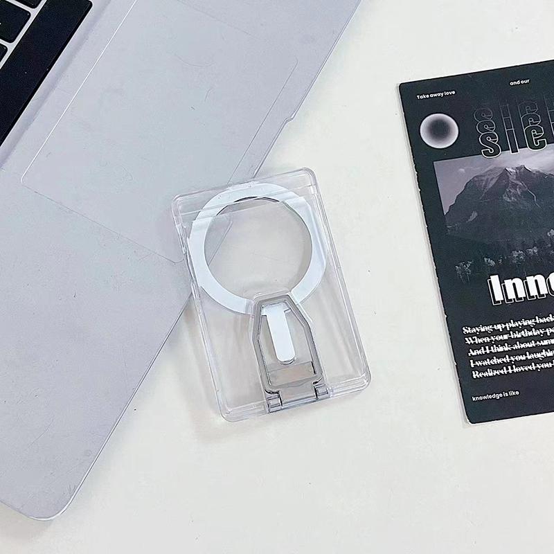 Clear Magnetic Card Holder Wallet Case For Magsafe Iphone 16 15 14 13 Pro Max With Fold Phone Holder Macsafe Card Slots Pocket