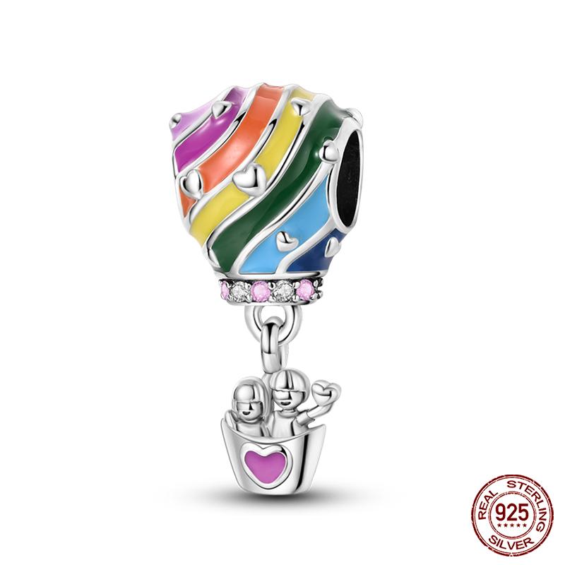 100% Copper Love And Peace Pendants Lovers Balloon Owl Charms Beads Fit Qikaola Original Bracelets Fine Diy Jewelry