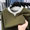 Men’s 2025 Autumn/Winter Long Sleeve Double Collar Patchwork Sweatshirt