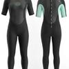 Womens 3mm Fullsuit Wetsuit Short Sleeve Long Pants Thermal Dive Suit Snorkeling Surfing Swimming