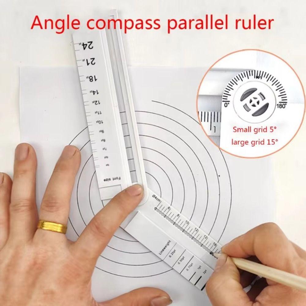 30cm Folding Geometric Ruler Angle Measurement Circular Drawing Ruler  Office Use