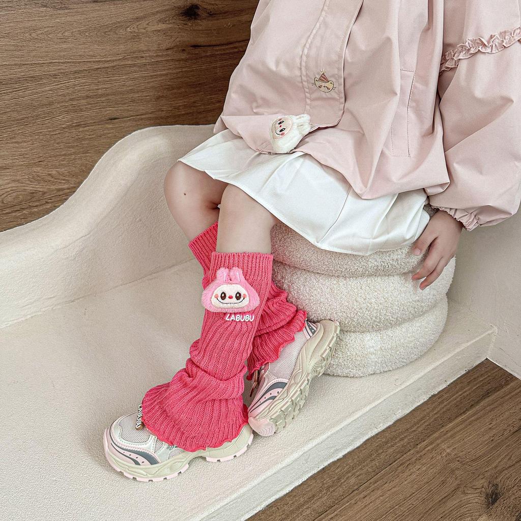 Autumn & Winter Cartoon Knit Leg Warmers: Cute Mid-Calf Ruffle Socks for Kids