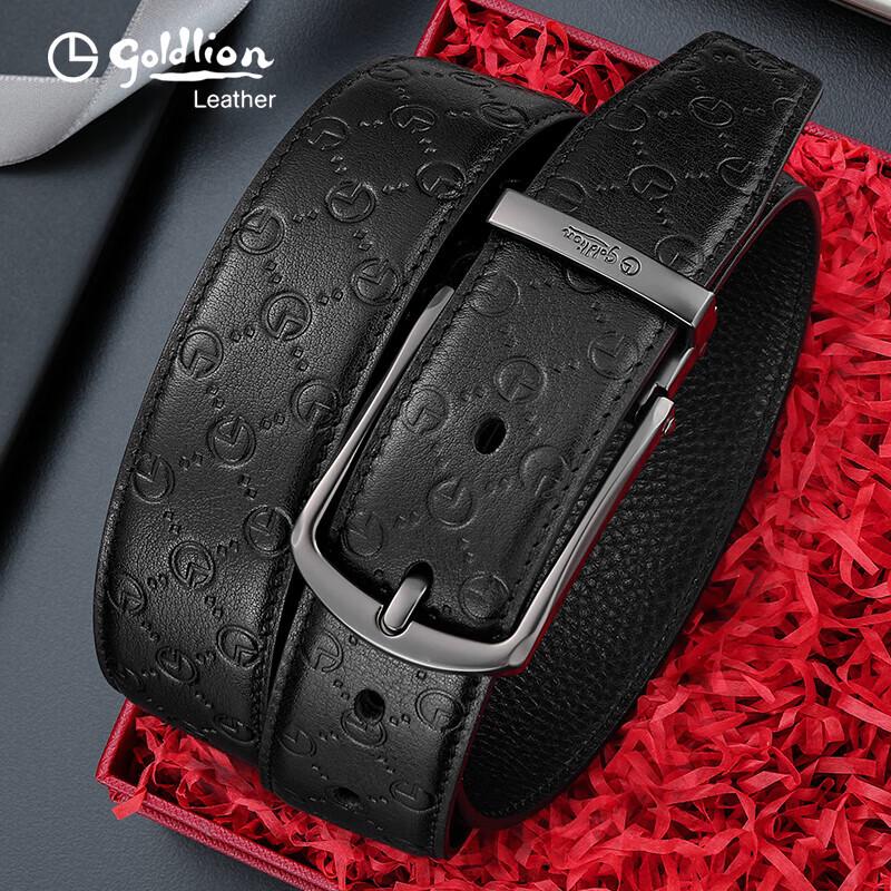 Goldlion Men s Leather Pin Buckle Belt with Gift Box 120cm or below