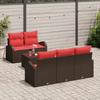 6 Piece Sofa Set with Cushions Brown Polyester