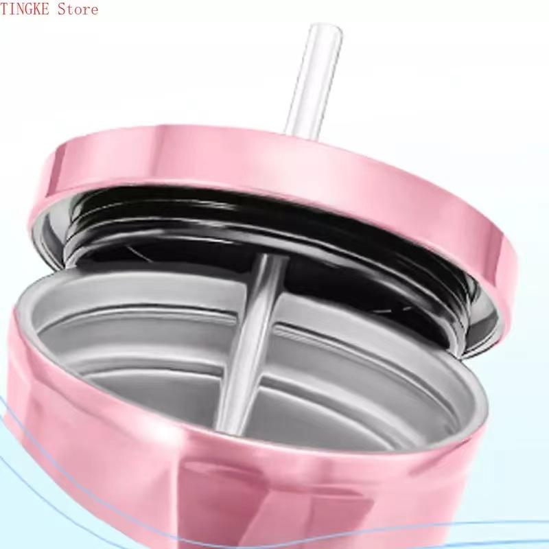 500ML Creative Stainless Steel Water Cup With Straw Lid Cold Bottles Mugs For Coffee Bear Cold Water Easy To Carry For Travel