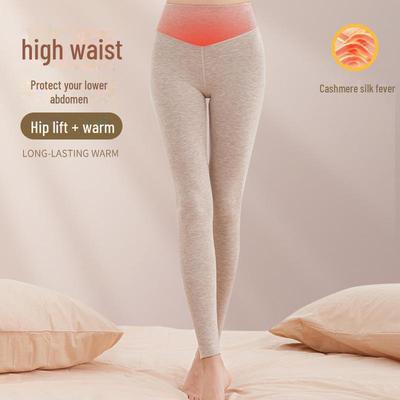 "Women's High Waist Velvet Seamless Thermal Leggings - Autumn/Winter Warm Silk Cashmere Pants"