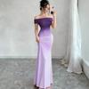 Off Shoulder Gradient Fishtail Maxi Dress