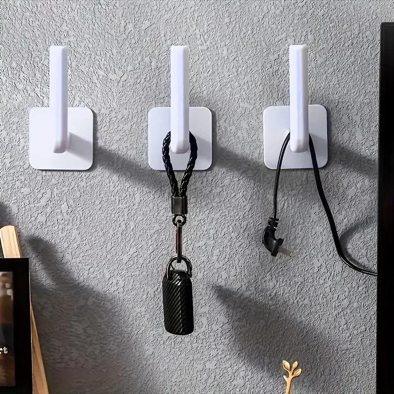 2Pcs No Hole Multifunctional Hooks Adhesive Wall Hooks Lazy Rag Hangers Kitchen Wall Mounted Paper Towel Hanging Organiser