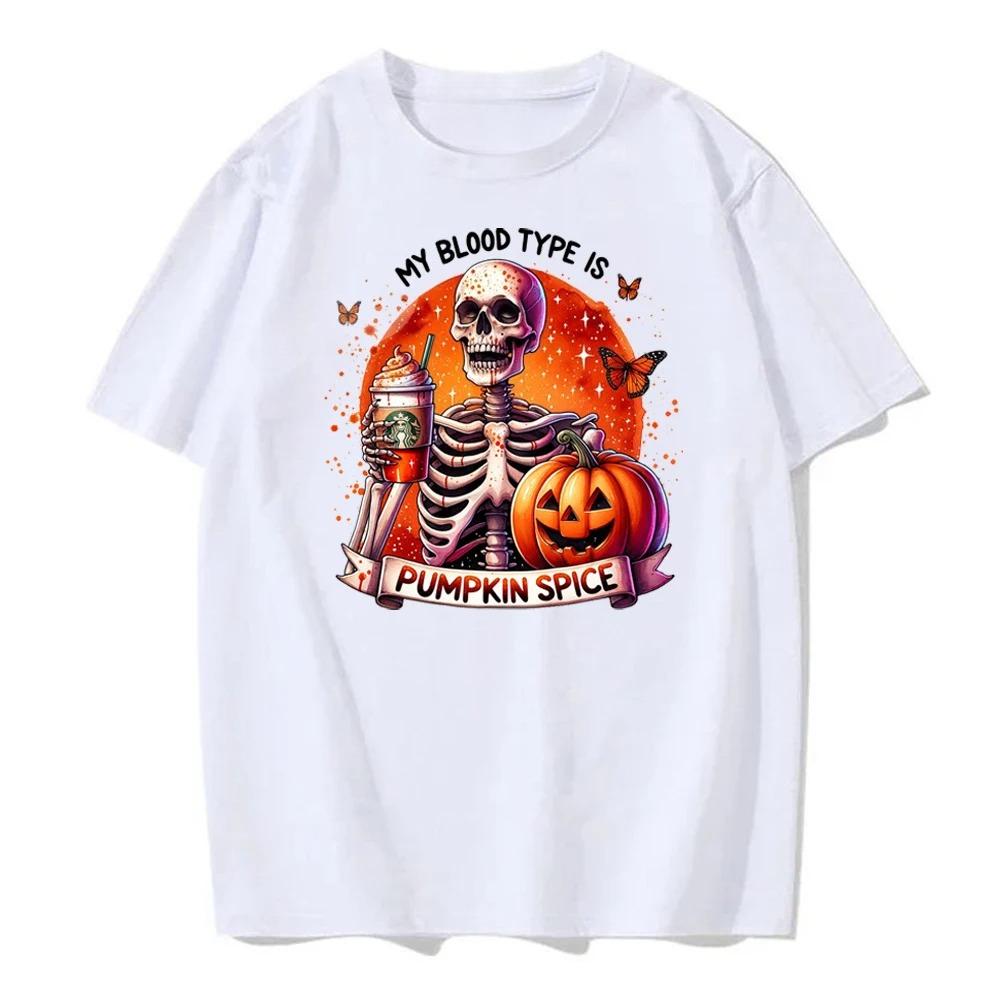 Women Ghost Pumpkin Bat Print Round Neck Pullovers Funny Halloween Costume Cotton Shirt Graphic T Shirts Y2k Top Harajuku Tops