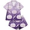 Women's Pajama Set 2-Piece Button Down Short Sleeve Shirt and Shorts Soft Loungewear for Holiday Relaxation