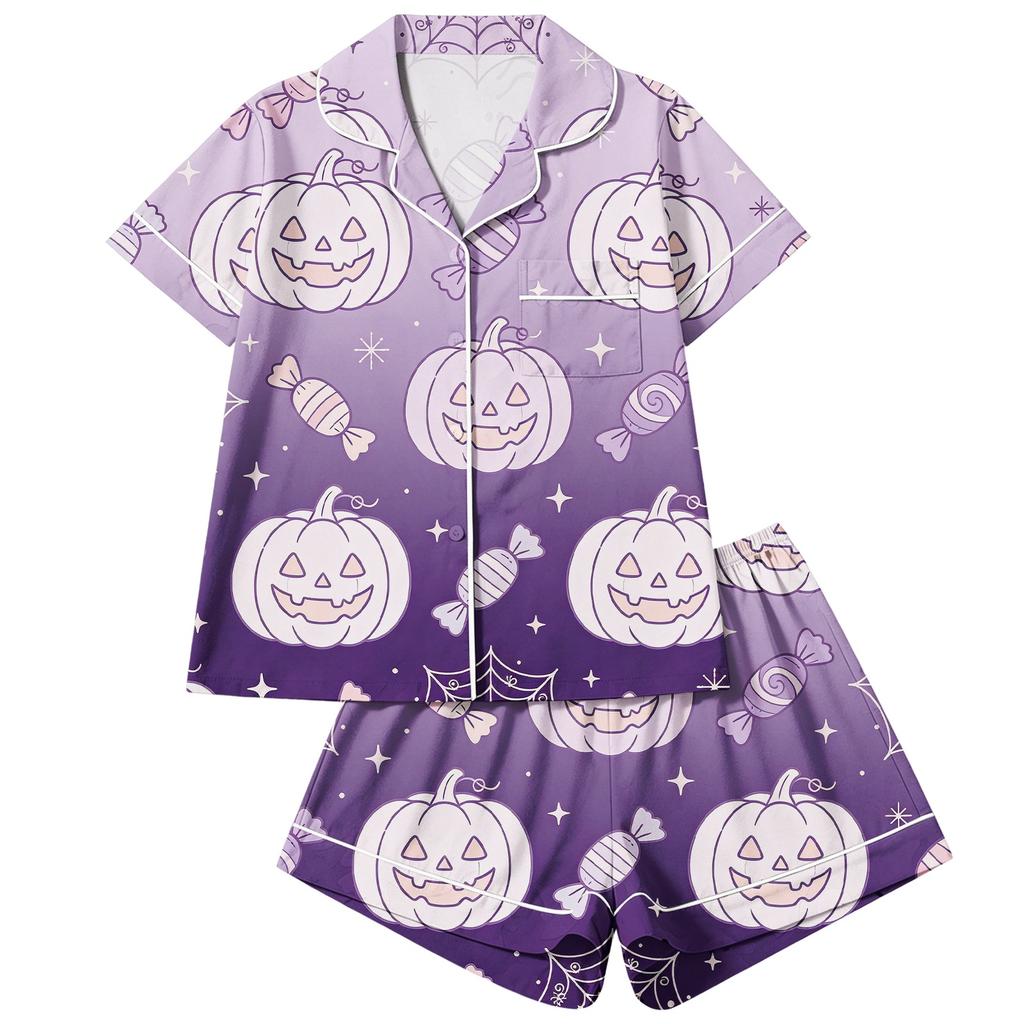 Women's Pajama Set 2-Piece Button Down Short Sleeve Shirt and Shorts Soft Loungewear for Holiday Relaxation