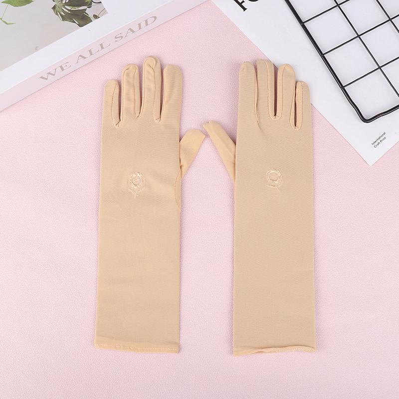 

1 пара варежек, солнцезащитные перчатки для вождения, эластичные женские перчатки средней длины с защитой от УФ-лучей, дышащие, для весны-лета, тонкие перчатки телесный