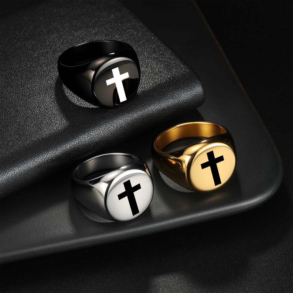 Punk Seal Design Jewelry Hip Hop Cross Ring European and American Hand Jewelry