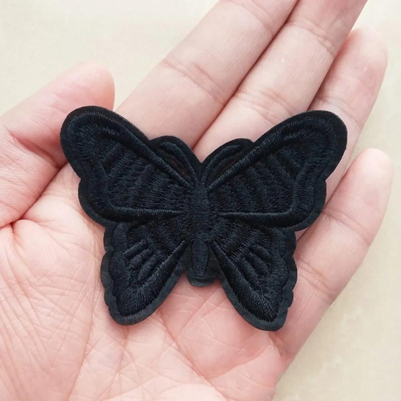 1 Rich Black Butterfly Embroidery Patch - Strong Adhesive Hot Melt Adhesive To Repair and Reinforce Damaged Fabrics