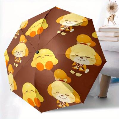 Animal Crossing Automatic Windproof Folding Umbrella, Compact Travel Umbrella for All Occasions, Cartoon Portable Compact Umbrella A0823073