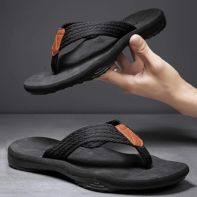 Fashion Men's New Casual Flip Flops with Thick Soles, Anti Slip and Cool Slippers, Wear-resistant and Fashionable Beach Shoes