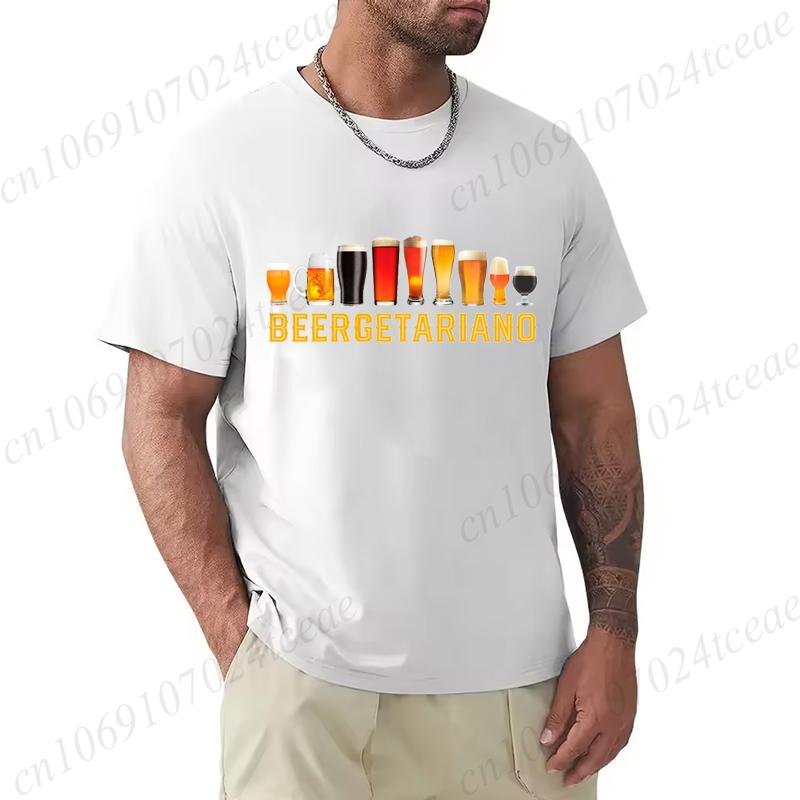 Men's Summer T-Shirts Loose Size Beer Cervezas Regalo Cerveza Humor Alcohol Print Tee Casual Round Neck Short Sleeve T-shirt Top