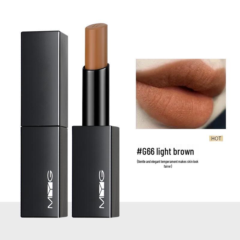 MYG Charm Magnetic Black Tube Lipstick: Moisturizing, Non-fading Earthy Tone In Dirty Orange Chocolate.