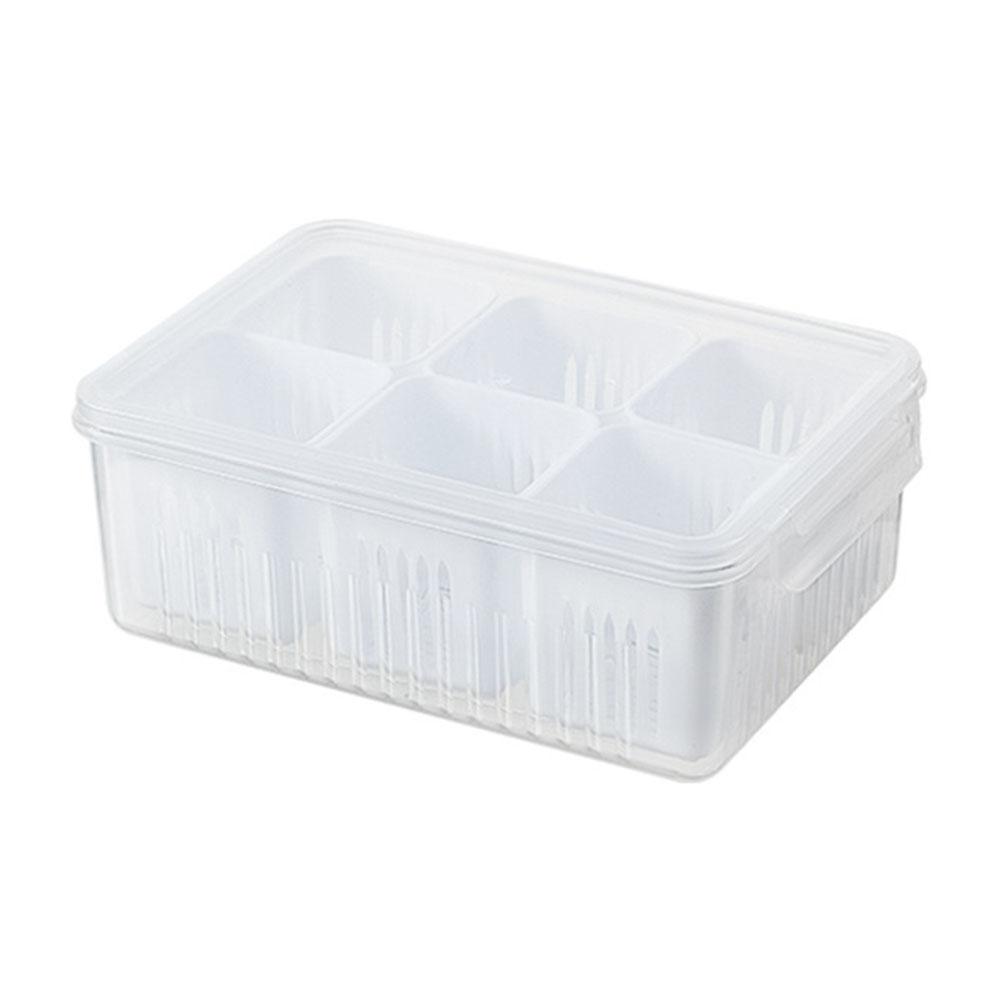 Plastic and Stainless Steel Refrigerator Crisper Food Storage Box with Plastic Lid Prepare Seafood Fruit Vegetable Picnic Box