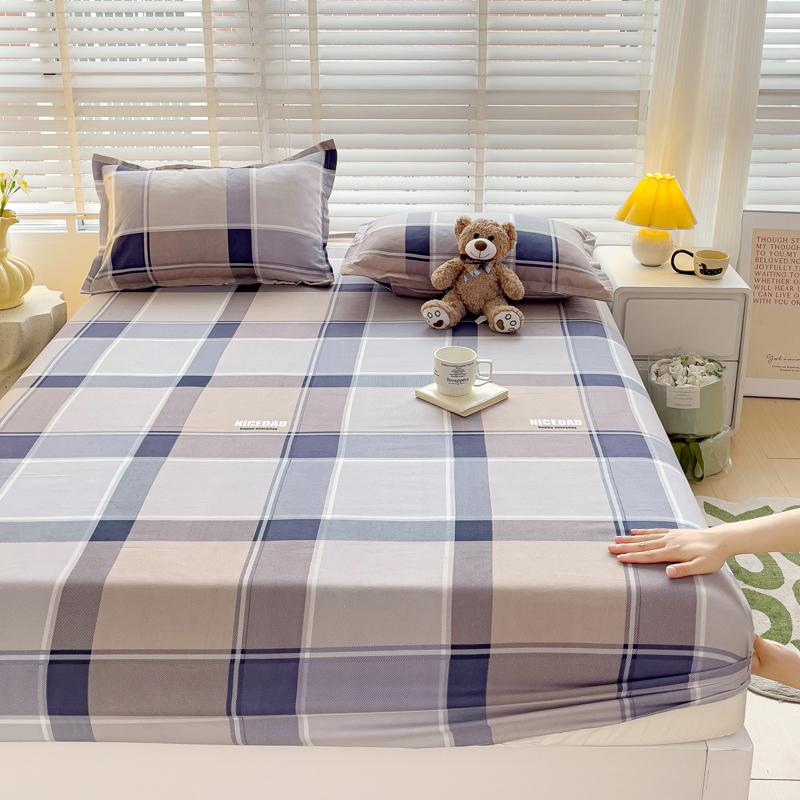 Romantic Love Bow Pattern Fitted Sheet Set Skin-friendly Breathable 3Pcs Mattress Cover with Elastic Band Queen Size Bedding Set