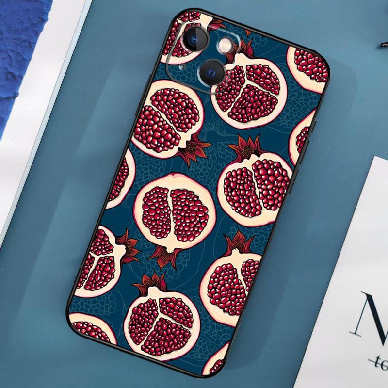 Essen Frucht Roter Granatapfel Hülle Für iPhone 15 11 12 13 14 Pro Max 12 13 Mini X XS Max XR 7 8 Plus SE 2020 Hülle Coque