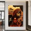 Beautiful African Woman Posters and Prints Canvas Painting Portrait Wall Art Pictures for Living Room Home Decoration No Frame