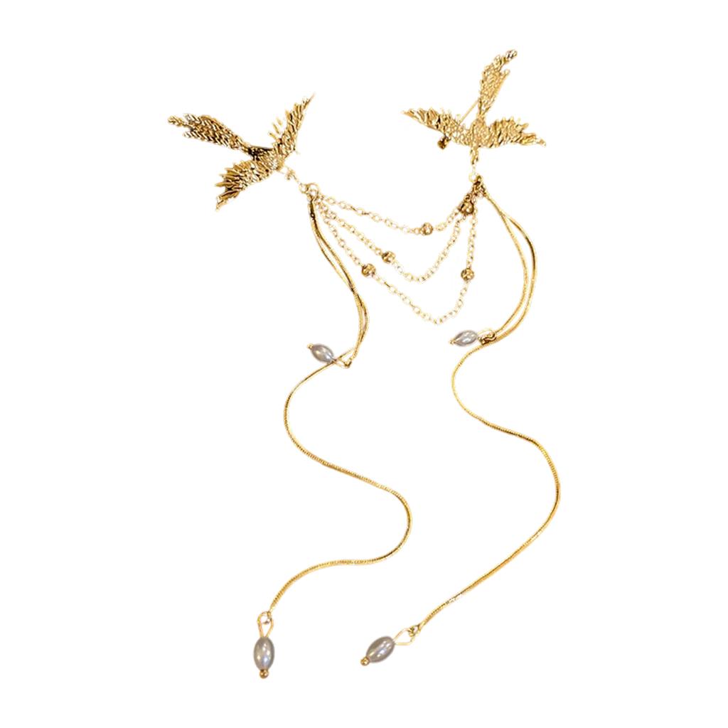 Delicate Phoenixes Brooch Long Fringe Animal Bird Pin Elegant Clothing Jewelry Accessory Anniversary Gift for Women