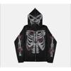 Y2K Style Rhinestone Embellished Oversized Hooded Zip-Up Sweatshirt Women Fall Winter Casual Streetwear