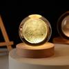 Moon Crystal Ball Night Light,2.4 Inch Glass Ball Night LED Lamp with Woodern Base,Decorations Gifts for Men,Women,Kids,Boys,Girls
