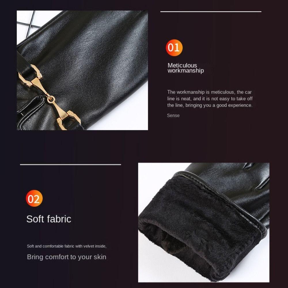 Windproof Driving Gloves Waterproof Touch Screen Gloves Fashion PU Leather Gloves  Outdoor Sports