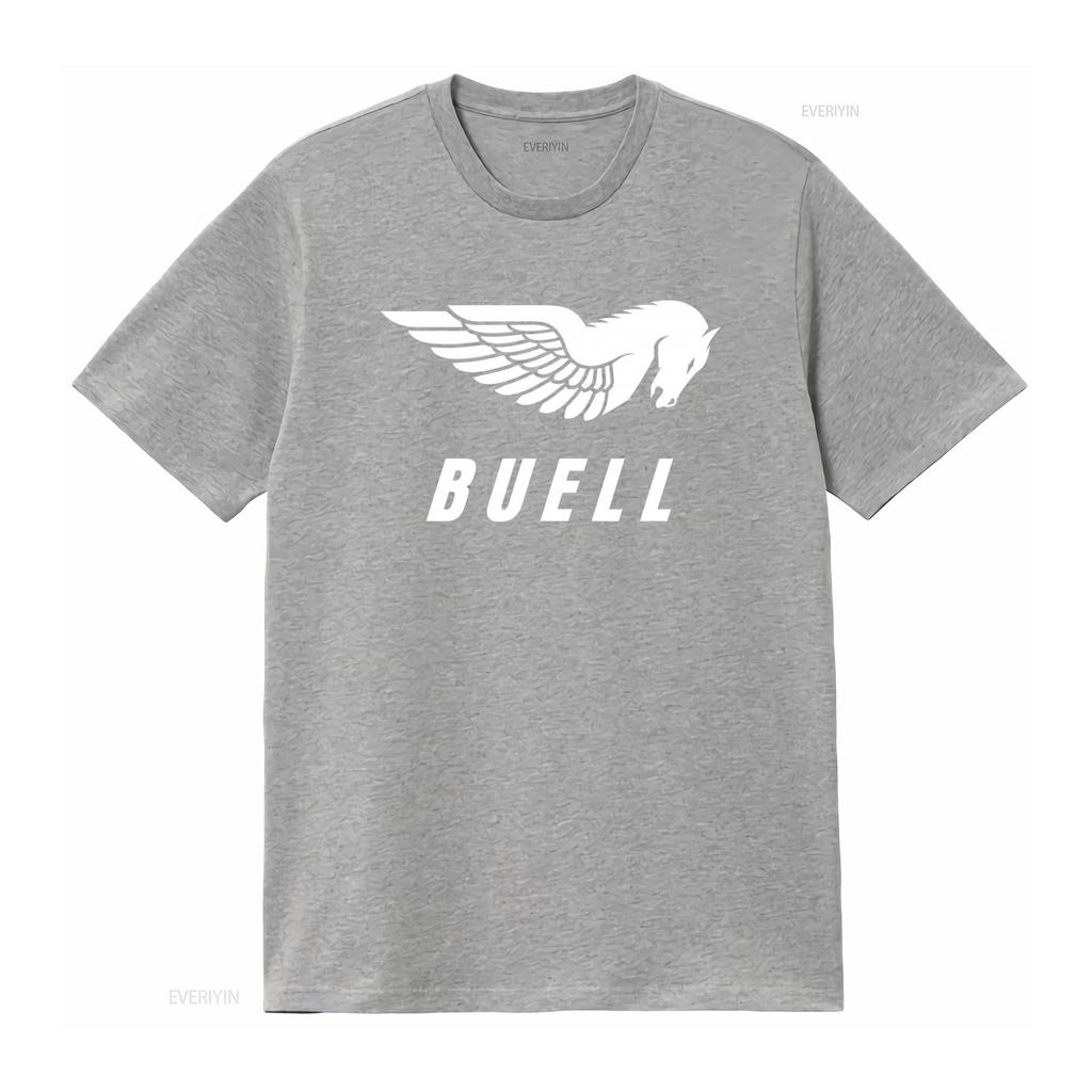 T-shirt con Stampa Logo Buell Motorcycles Girocollo vintage Lavata Comoda Elasticizzata moda Casuale Traspirante streetwear