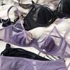 Sexy Hollow Lingerie Set French Ultra Thin Women Bra Summer Breathable Purple Plus Size 95CD Cup Underwear Push Up Brassiere