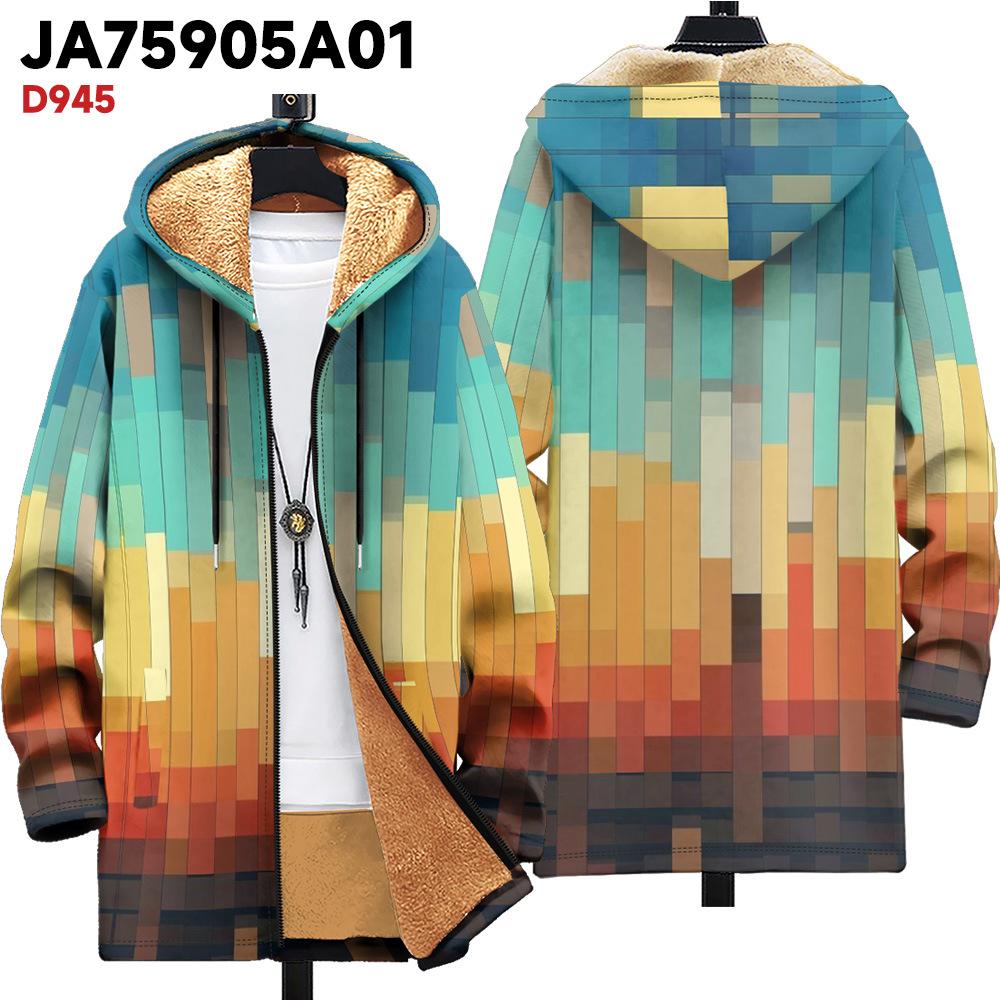 

Новая куртка многоцветные элементы узора B1 кардиган на молнии с капюшоном утолщенный зимний флис трендовая стеганая одежда 4XL