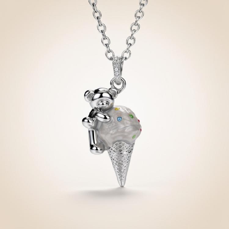 Koala Ice Cream Charm Necklace Adjustable Length Copper Pendant For Her